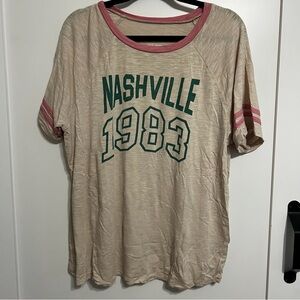 Torrid Beige Slub Jersey Tee with Pink Accents